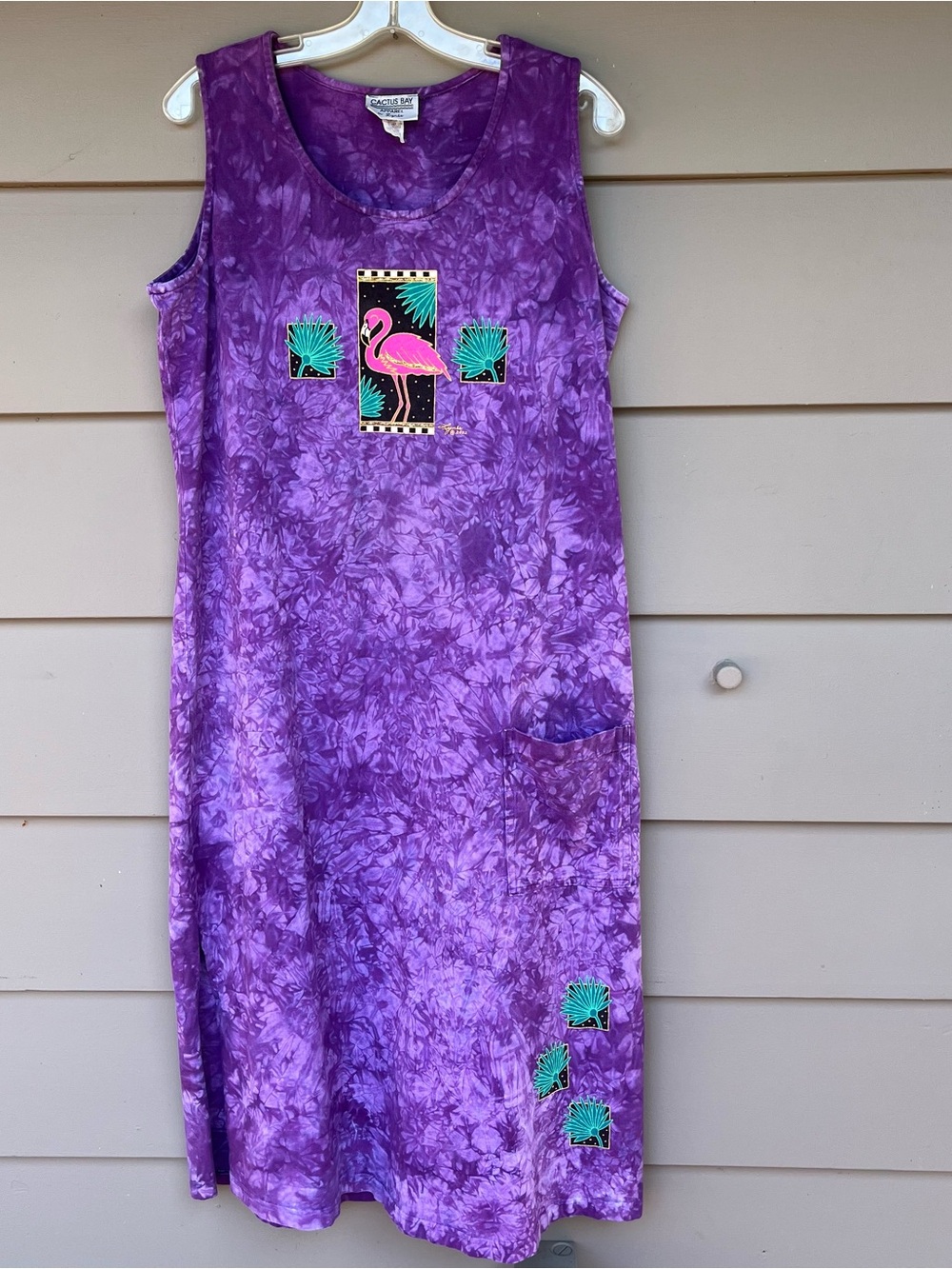 Vintage Purple Tie-Dye Cotton Maxi Dress Cactus Bay Apparel Womens Medium